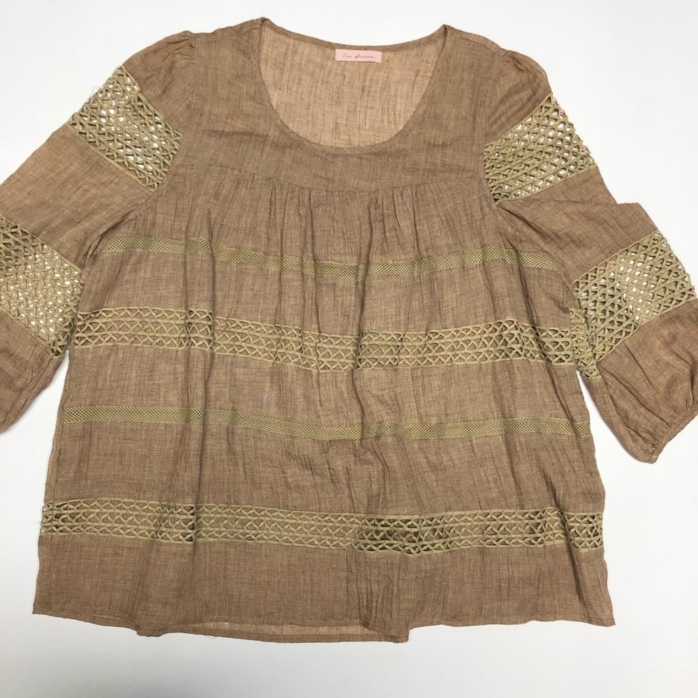 Ces femme 3/4 sleeve boho blouse size L